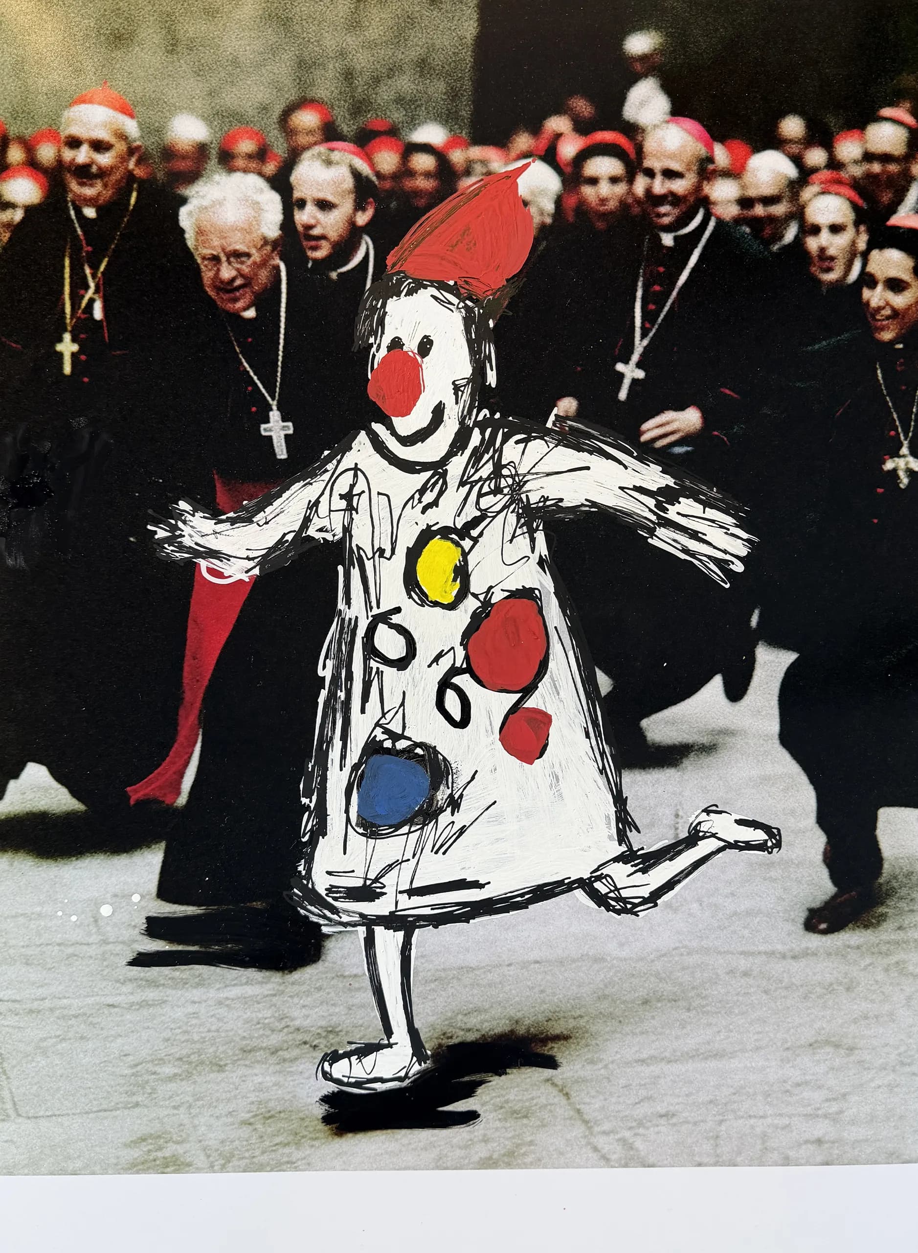 Panic is a Loyal Clown (2026), Photo brut, Acrylic on photographic print by Augustus Rivers